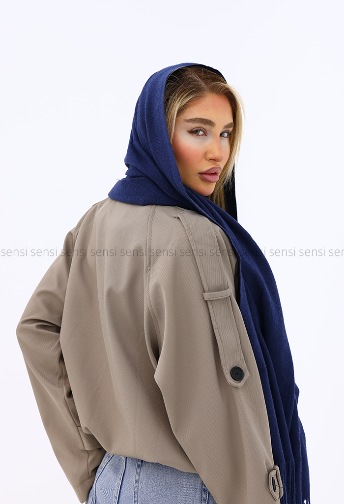 بارانی زنانه کتان کج راه آستر دار کد1006684
